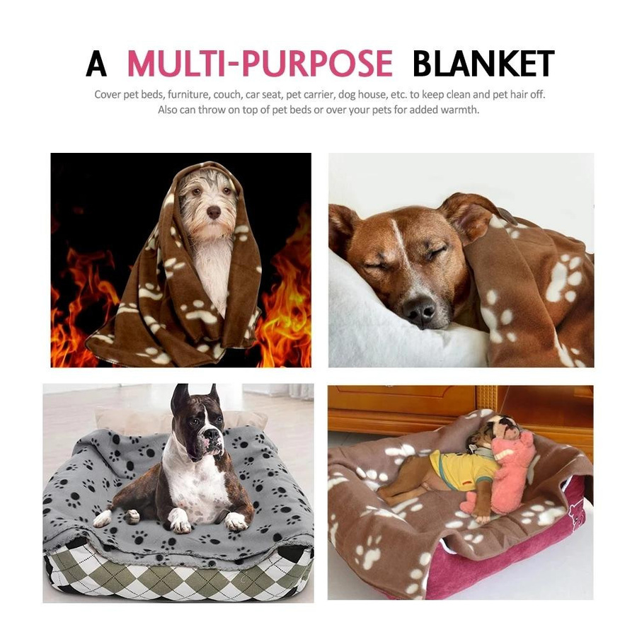 Yiran Furniture Fleecedecke für Haustiere mit Pfotenabdruck, weiche Schlafmatte für Hunde und Katzen, B/H: 60 x 70 cm - Bild 3
