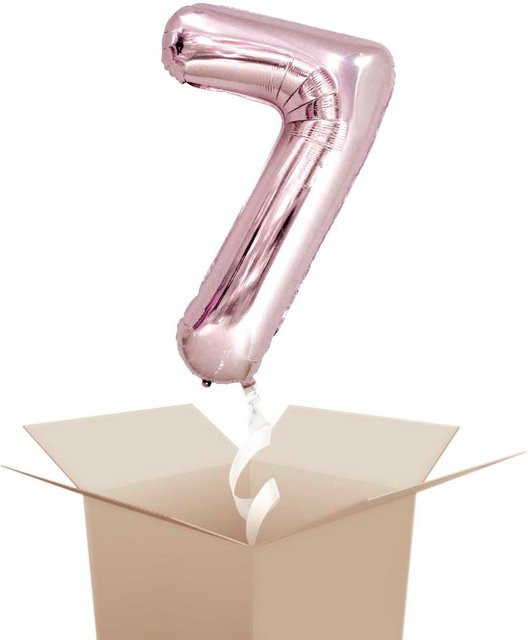 Rico Design Folienballon mit Helium Zahl 7 in Rosa, Höhe: 86 cm - Bild 1