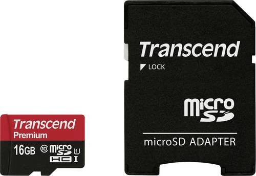 Transcend Premium microSDHC Industrial Speicherkarte 16GB Class 10 UHS-I inklusive SD-Adapter Multicolor - Bild 1