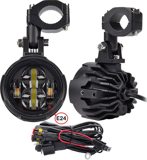 E24 Mark Nebelscheinwerfer mit Kabel für BMW R1250GS LC R1200GS ADV F800GS GSR F850GS F750GS in Schwarz - Bild 1