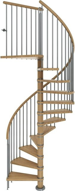 Dolle Spindeltreppe Winnipeg aus Holz in Eiche braun mit 12 Stufen, Durchmesser: 140 cm, Höhe: 292,5 cm - Bild 1