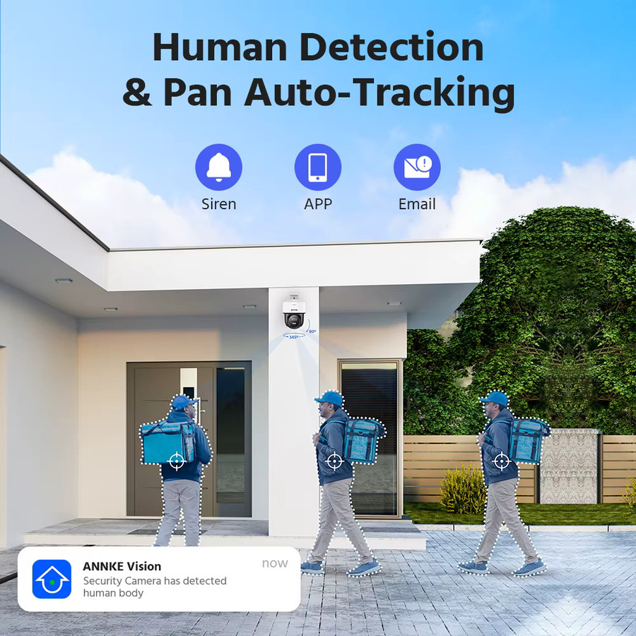ANNKE CPT800 4K 8MP PT PoE IP-Sicherheitskamera mit 2-Wege-Audio, Auto-Tracking Lite, KI-Menschenerkennung und Smart Dual Light in Weiß - Bild 3