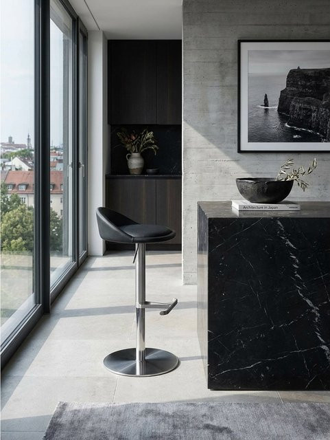 KADIMA DESIGN Barhocker aus Edelstahl mit Rückenlehne und Drehsitz, Schwarz, B/T/H: 43 x 43 x 90 cm - Bild 1