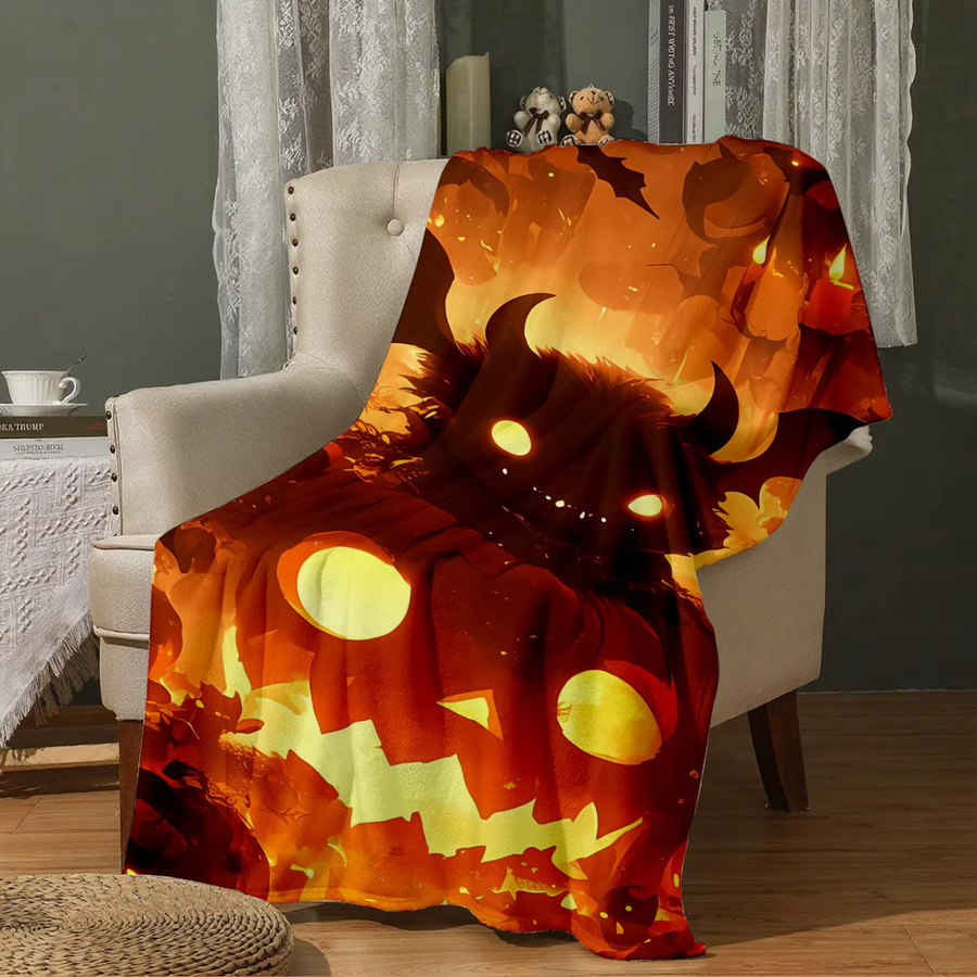 SRH Fleecedecke mit individuellem Halloween-Foto-Druck in Orange - Bild 4