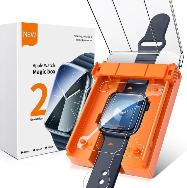 EWIND Keramikfolie Displayschutz für Apple Watch Serie 10 9 8 7 6 5 SE Ultra 2 transparent, 2 Stück - Bild 1
