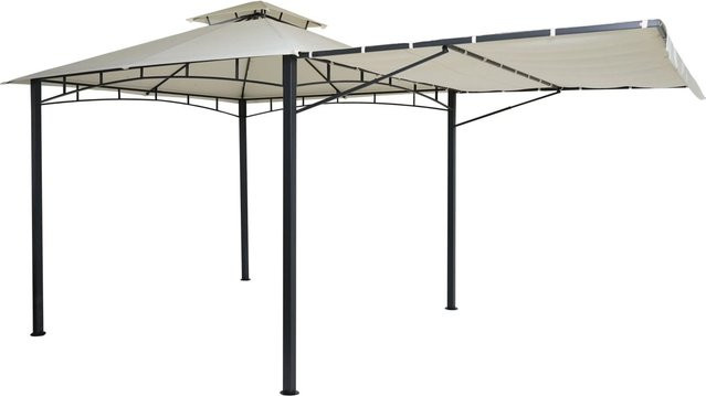 BERLINLODGE Garten Pavillon Pergola aus Stahl in Beige mit beweglicher Seitenwand und integriertem Ablauf, H x B x T: 275 x 490 x 250 cm - Bild 1