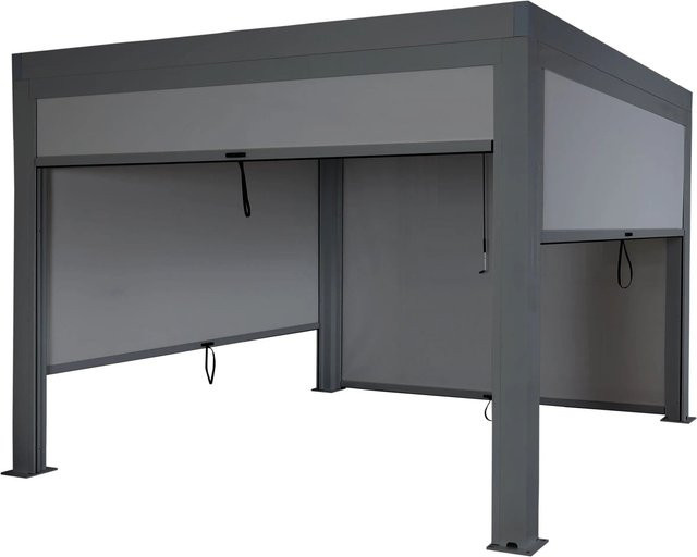 BERLINLODGE Lamellen-Pavillon Pergola mit 4 Seitenwänden und Rollos in Anthrazit, Aluminium-Gestell, H x B x T: 220 x 300 x 300 cm - Bild 1
