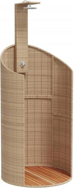 vidaXL Gartendusche aus Polyrattan und Akazienholz in Beige, B/T/H: 100 x 100 x 241,5 cm - Bild 1