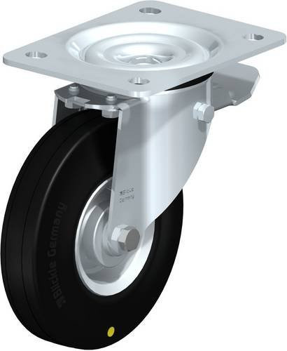 Blickle Lenkrolle L-V 140R-ST-EL mit Feststeller, Rad-Durchmesser: 14 cm, Tragfähigkeit: 115 kg, Stahl, galvanisiert, Schwarz/Silber - Bild 1