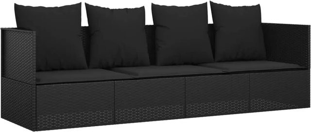 vidaXL Outdoor-Loungebett aus Poly Rattan in Schwarz mit wetterfesten Kissen und Armlehnen - Bild 1