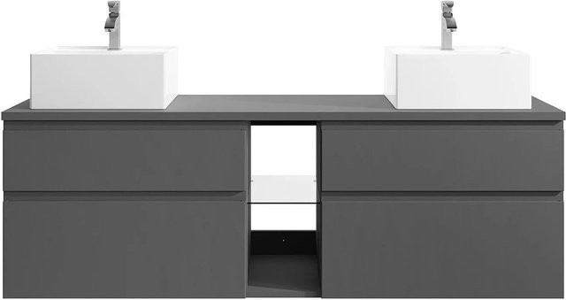Vente-unique Doppelwaschtisch Magdalena Grau, Breite: 150 cm - Bild 1
