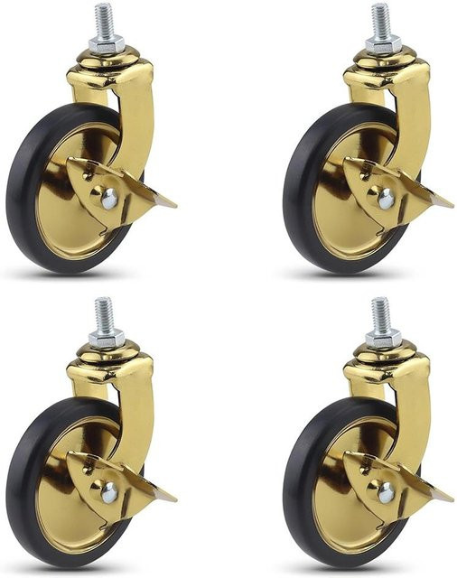 Wucifang Jewelry Lenkrollen mit Gewindeschaft und Bremse in Gold, 3 Zoll, Tragfähigkeit 160lbs, Typ 2 - Bild 1