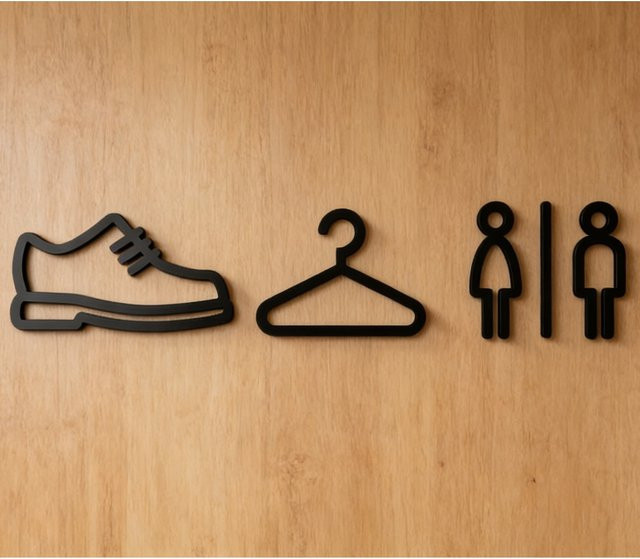 CIFBUY 3D Acryl Badezimmerschild Moderne Toilettentürplatte aus Kunststoff in Schwarz mit Selbstklebefläche - Bild 1