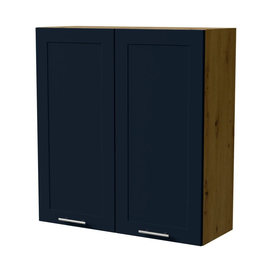 Feldmann-Wohnen Hängeschrank Oslo W4 Küchenschrank Eiche Artisan und Indigo Matt mit Soft-Close-Türen, B/T/H: 90 x 32,5 x 96 cm - Bild 2
