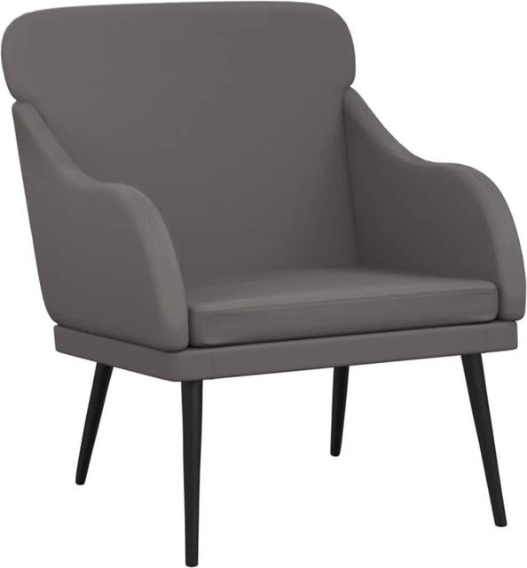 vidaXL Sessel Grau aus Kunstleder mit Armlehnen und Metallgestell B: 63 cm, T: 76 cm, H: 80 cm - Bild 1