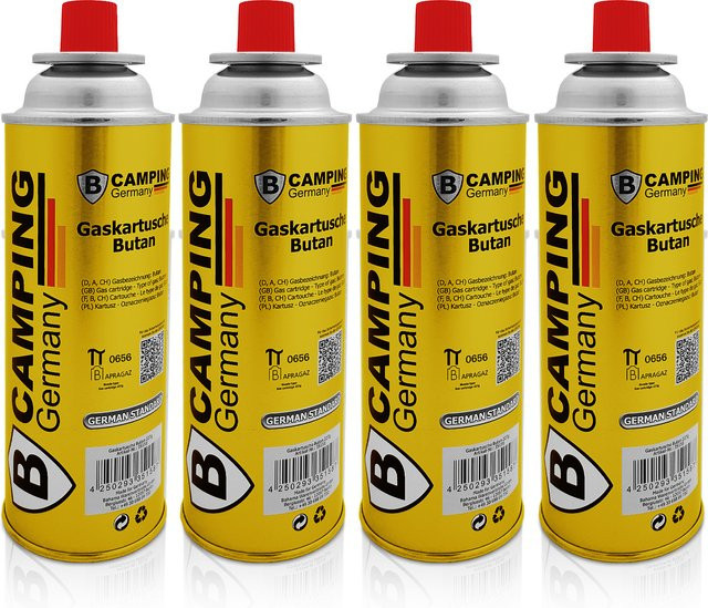 B-Camping Germany Butangas-Kartuschen 4er-Set, Silber, 227 g pro Stück - Bild 1