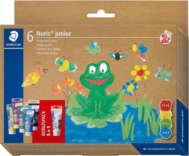 Noris junior Fingermalfarbe 6 Farben bunt/mehrfarbig ab 2 Jahren - Bild 1