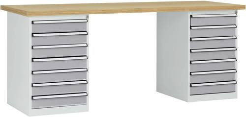Manuflex WC5126.9006 Werkbanksystem aus Stahl in Alusilber, B/T/H: 300 x 200 x 80 cm - Bild 1