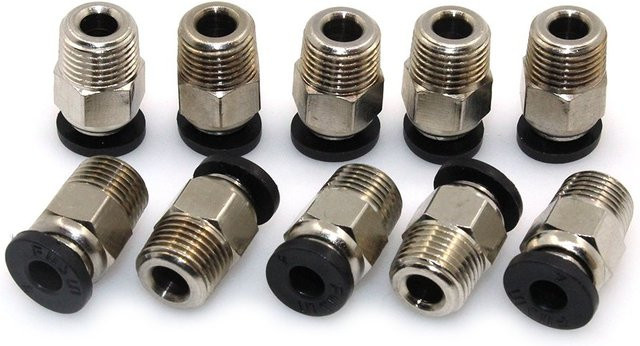 10er Set LIXIU Pneumatische PTFE Rohr Push Fittings für E3D-V6 Bowden Extruder, Farbe: Silber, passend für Ender-3, Ender-3 V2, CR10, Vyper und Mega 3D Drucker - Bild 1