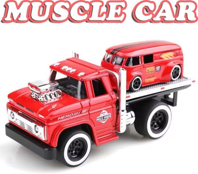 MAKEDA Amerikanische Muskel Anhänger Modelle, Spielzeug Auto, 1:60, Metall, Gummi, mit Licht und Sound - Bild 1