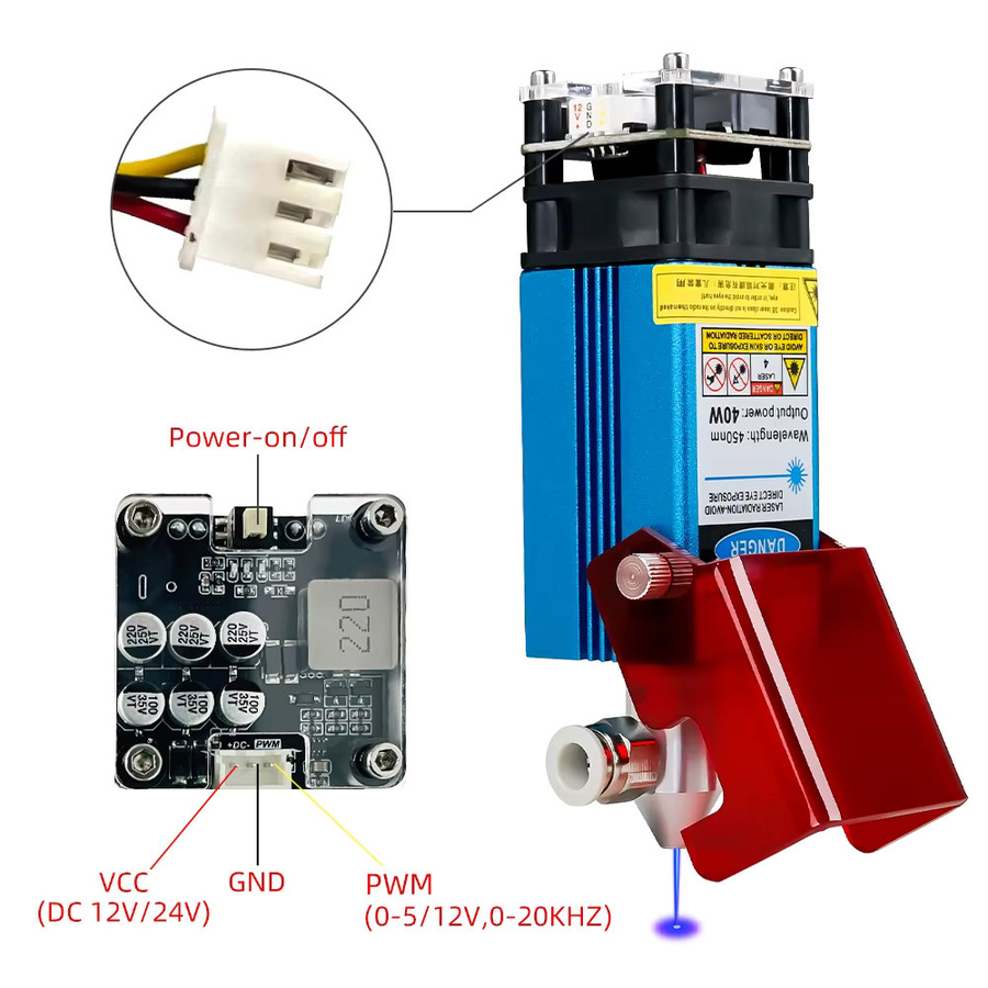 JEEL 80W Lasermodul mit Luftunterstützung, 450nm blauer Laserkopf für CNC-Laserschneidemaschinen und Holzbearbeitung - Bild 3