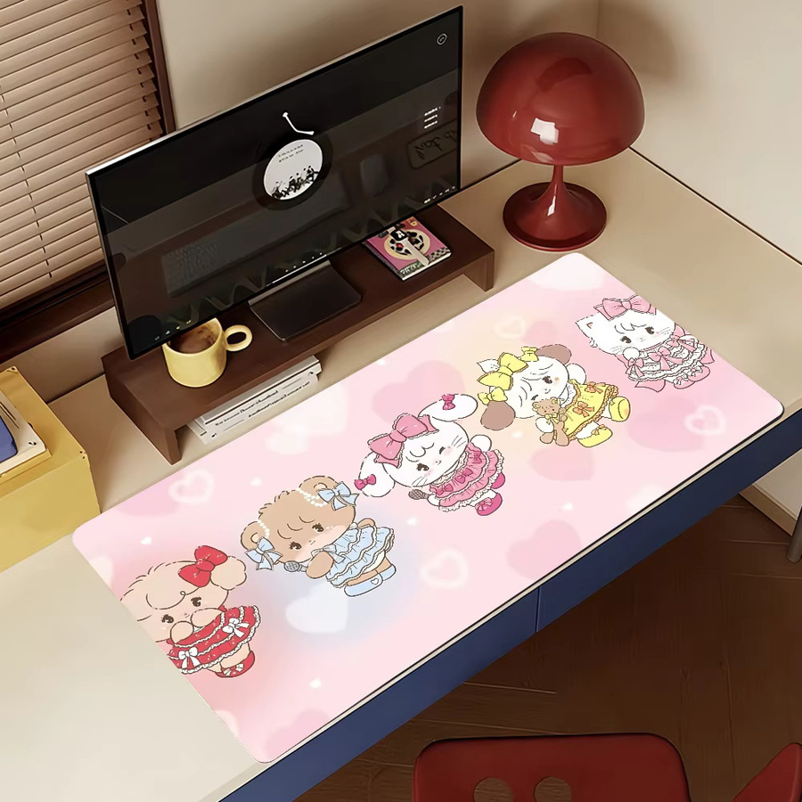 M-Mikko Katzen Mauspad in Pink, rutschfeste Schreibtischunterlage aus Gummi für PC und Laptop, Gamer-Dekoration - Bild 4