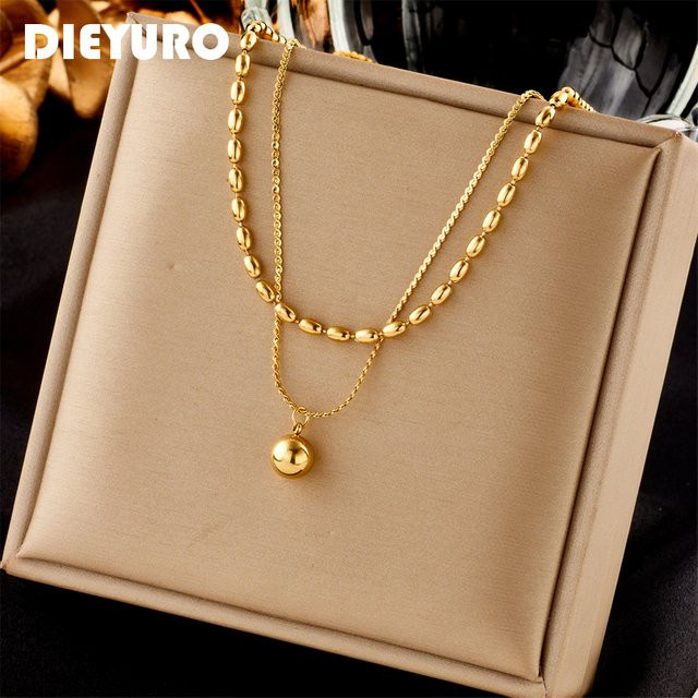 DIEYURO Halskette, Edelstahl, Gold, Perle, Damen, Vintage - Bild 1