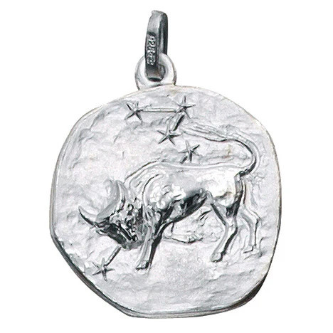 Colfem Anhänger Sternzeichen Stier, 925 Sterling Silber, matt, Unisex - Bild 1