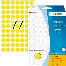 HERMA Vielzweck-Etiketten 2231, selbstklebende Markierungspunkte aus Papier, Farbe: Gelb, Durchmesser: 17 mm, 32 Blatt - Bild 1