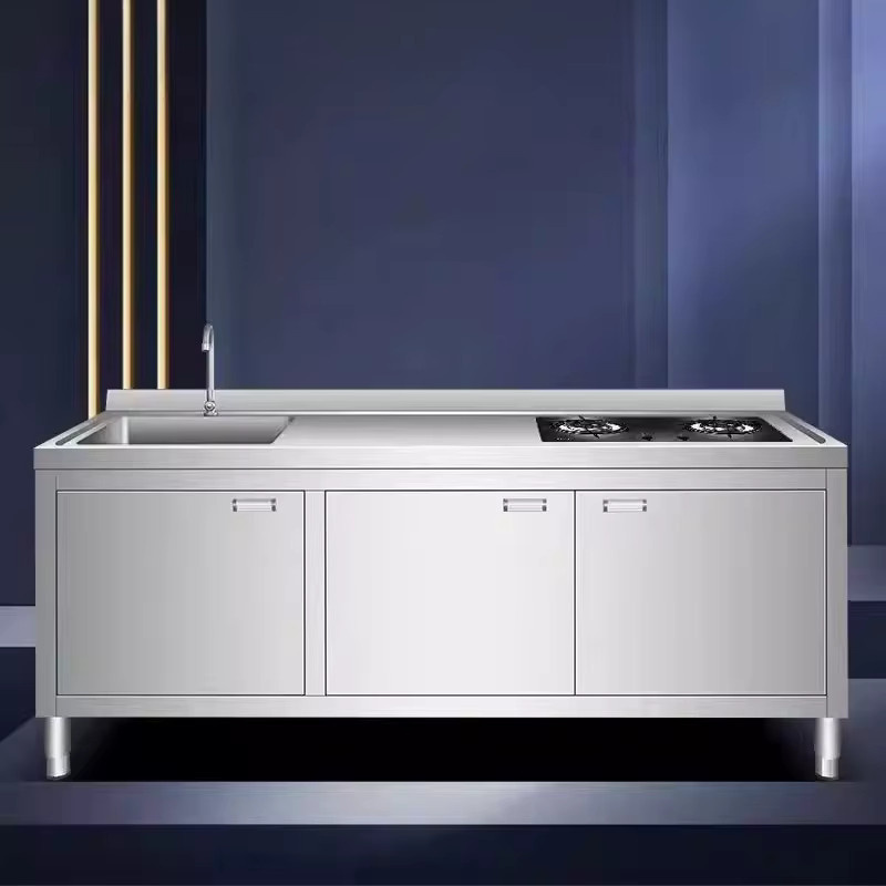 OAKCIA Waschbeckenunterschrank aus Edelstahl in Silber, minimalistisches Design für Küche, Esszimmer oder Balkon, matt mit Scharniertüren und internen Regalen, B/T/H: 80,0 x 50,0 x 50,0 cm - Bild 2