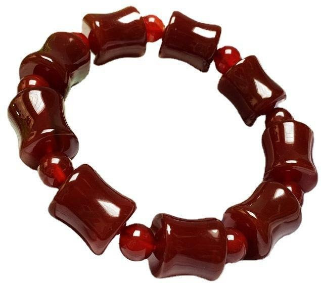 Armband, roter Achat, Perlen, Unisex - Bild 1