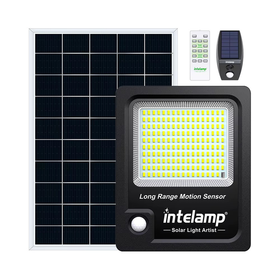 Intelamp Solarleuchte mit 12000mAh Akku, Solar-Flutlicht mit zwei Bewegungssensoren und großem Solarpanel, Schwarz - Bild 5