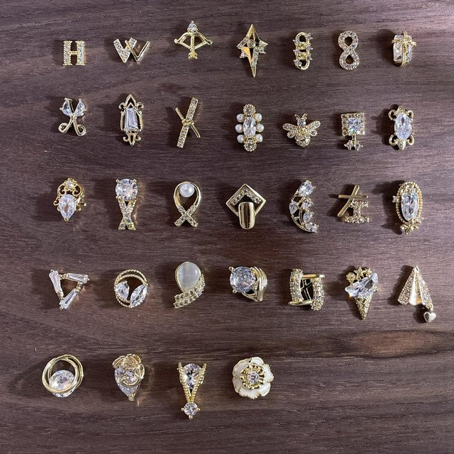 Kaniu Nageldekoration, 3-teiliges Set, Zirkon, Gold, Oval, Strass, Legierung - Bild 1