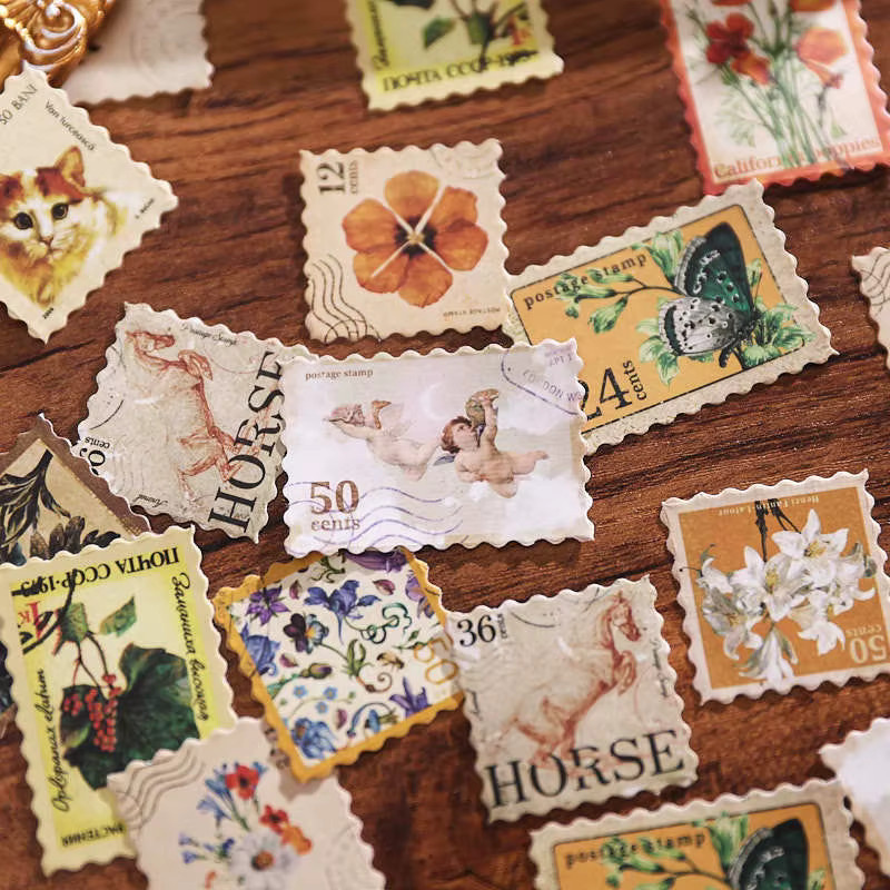 100 Blatt Retro-Stempelaufkleber mit verschiedenen Mustern in Multicolour für dein Journal und zur Dekoration - Bild 3