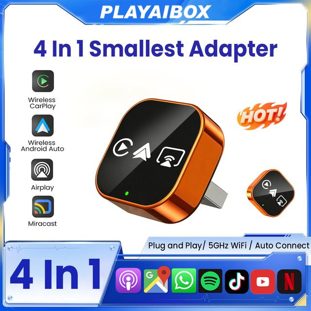 Tripodpie 4-in-1 Carplay Adapter mit Android Auto, Mirror Link und Smart AI Box via USB und WLAN - Bild 1
