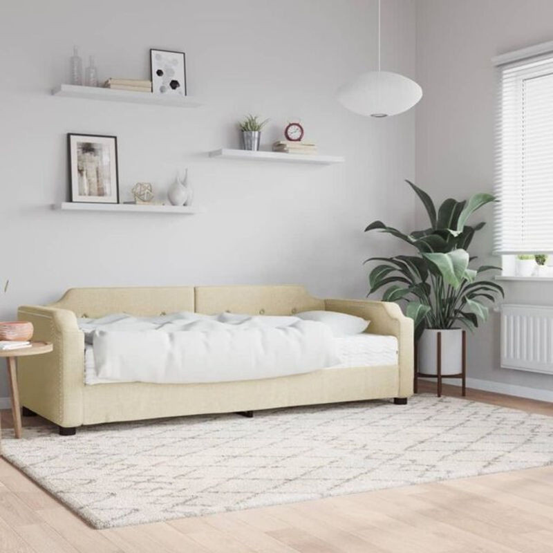 vidaxl Polsterbett Tagesbett mit Matratze in Beige aus Stoff und Metall B/T/H: 200 x 90 x 66,5 cm - Bild 1