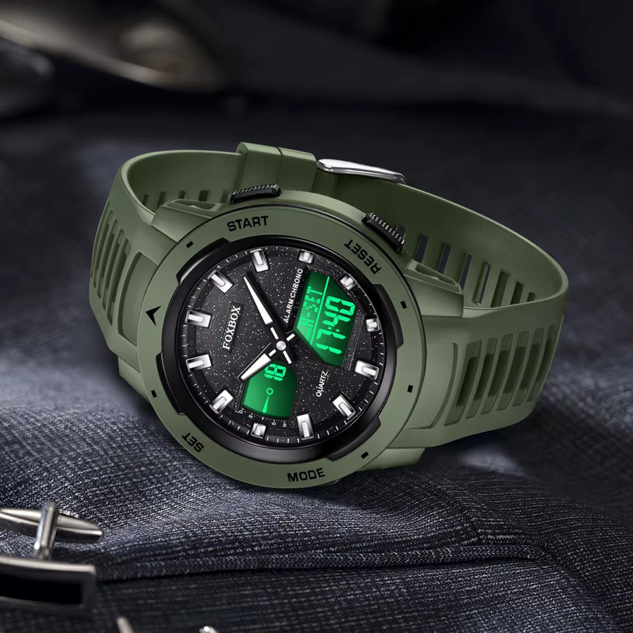 Foxbox Armbanduhr Digital, Quarz, Chronograph, Schwarz, Herren - Bild 2