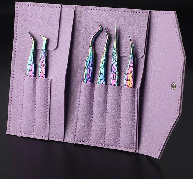 caige6666 Pinzetten-Set für Wimpernverlängerung und Nagelkunst, 6 Stück, Unisex - Bild 1