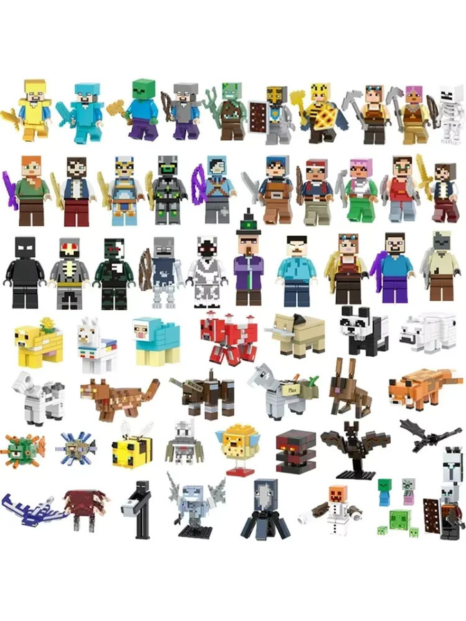 GAGAGIRL Mini Baustein Set mit Minecraft Figuren wie Creeper, EnderDragon, Steve, Skeleton und Pferd in Mehrfarbig, 8er Set - Bild 4