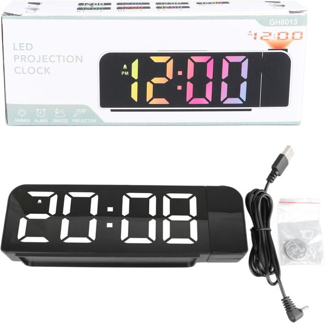 Tooarts Projektionswecker in Weiß mit großer LED-Schrift, Temperaturanzeige und Timer - Bild 1