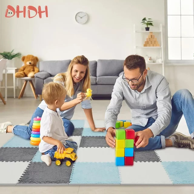 DHDH Puzzles Teppich als weiche Plüschmatte für das Kinderzimmer, lila, H x B x T: 1 x 30 x 30 cm - Bild 1