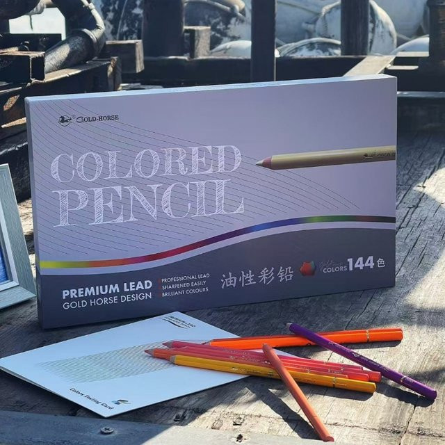 Gold Horse B11 Professionelle Ölfarbstifte mit 144 lebendigen Farben und 3,8 mm großem Kern für Skizzen und Zeichnungen, Multicolour - Bild 1