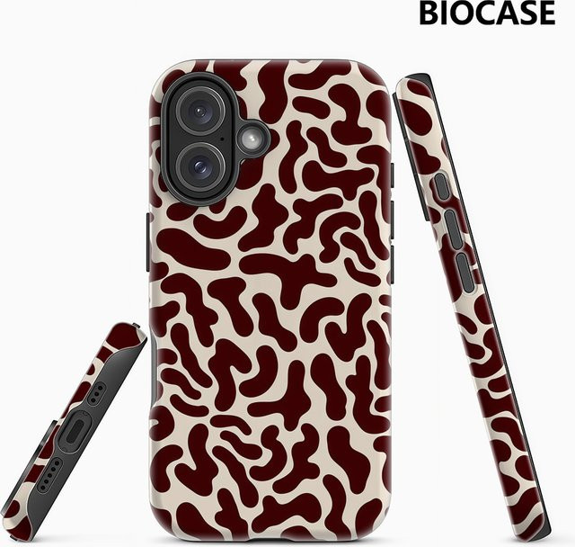 Handyhülle mit unregelmäßigem Muster in Braun und Weiß für Apple iPhone 17 16 15 14 13 Pro Max Plus mit doppelschichtiger Rückseite - Bild 1