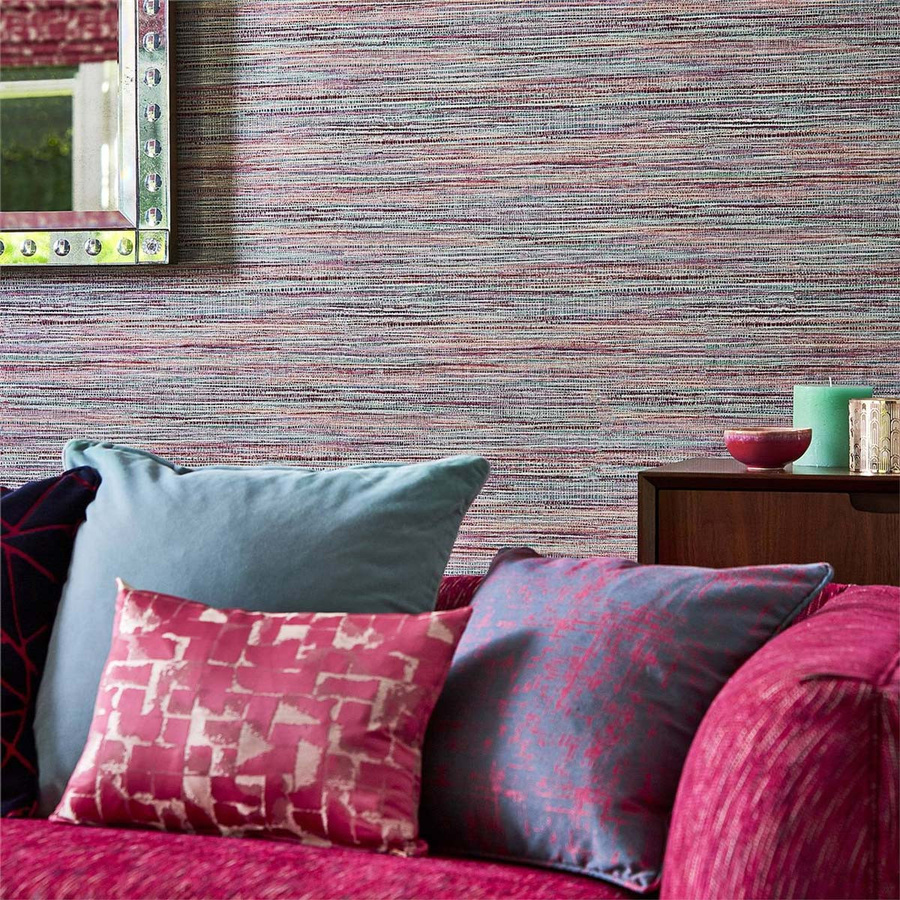 Harlequin Tapete Affinity in Petrol und Pink mit abstraktem Streifenmuster - Bild 1