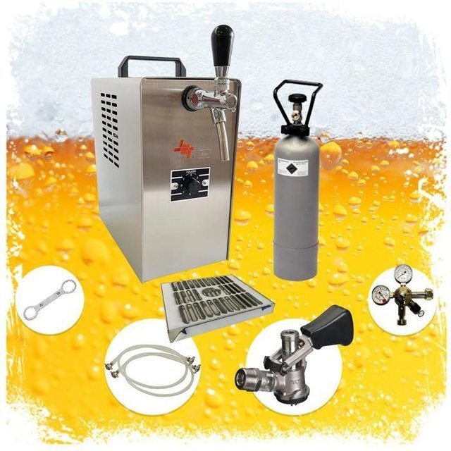 Bierzapfanlage JET 30 Bierkoffer von ich-zapfe mit 1-leitigem Trockenkühler, 35 l/h, Dreikant-Zapfkopf, Edelstahl, Silber - Bild 1