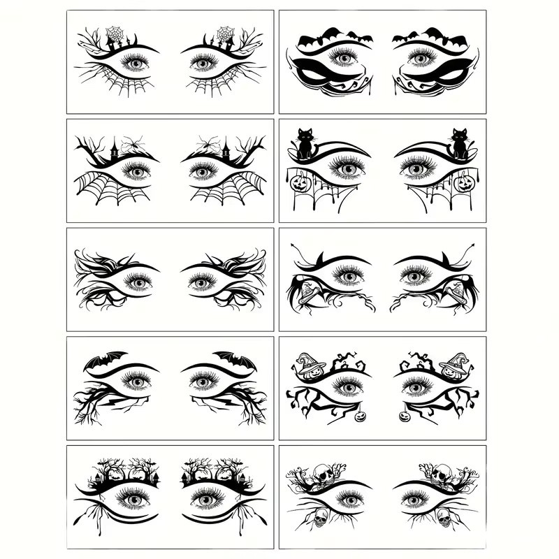 VERONNI Temporäre Augen-Tattoo-Aufkleber, 10 Stück, Unisex - Bild 5