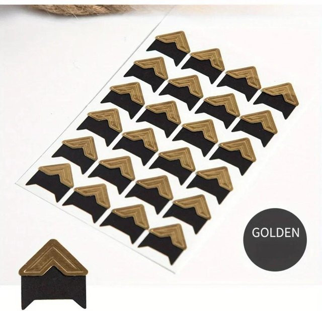 24 Stück Vintage Ecke Kraftpapier Aufkleber in Gold für Scrapbooking und Fotoalbum Dekoration - Bild 1