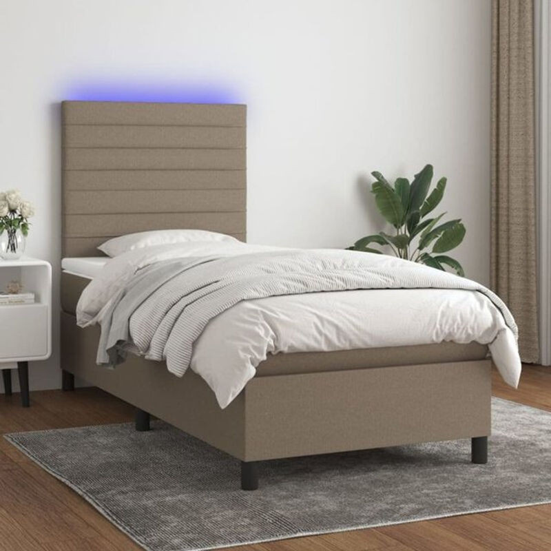 vidaxl Boxspringbett mit Matratze in Taupe meliert aus Stoff, B/T: 80 x 200 cm - Bild 1