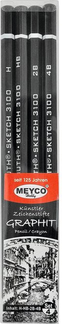 Meyco Graphit Bleistifte aus Holz, 4er-Set, Schwarz - Bild 1