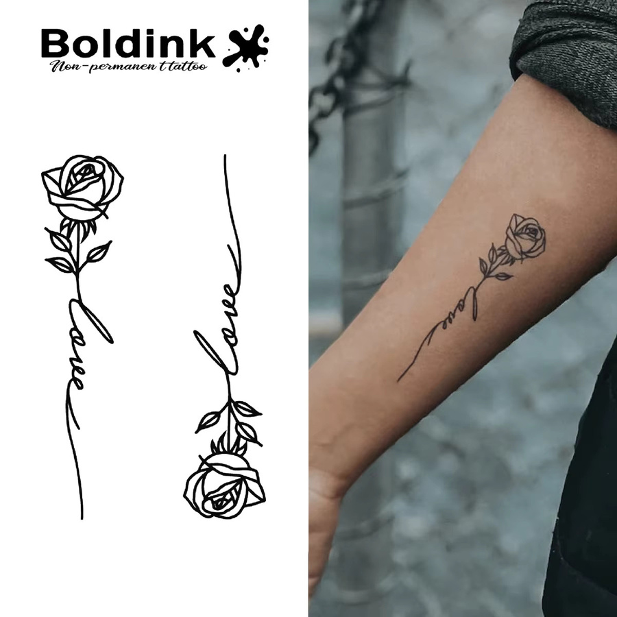 Boldink Rose Temporäres Tattoo, wasserfest, semi-permanent - Bild 2